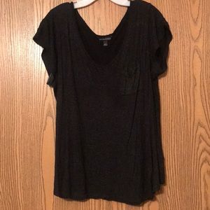 Glittery Black V Neck